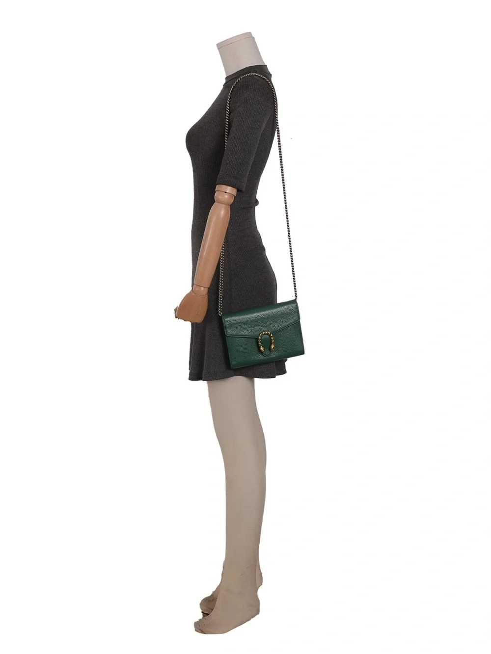 ♥️Gucci Dionysus Emerald Green Leather Shoulder Bag Gold Horsebit Silver Chain♥️ - Picture 7 of 16